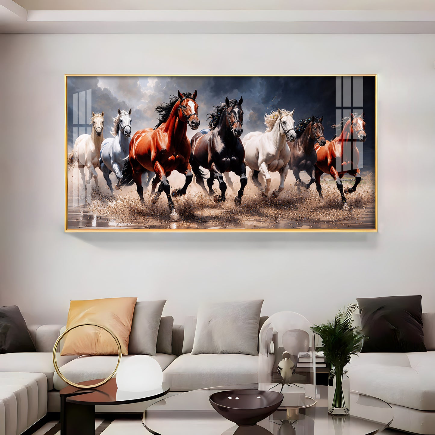 Seven Horses Run Wild Premium Acrylic Horizontal Wall Art