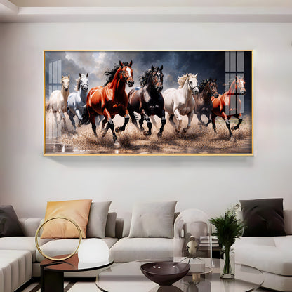 Seven Horses Run Wild Premium Acrylic Horizontal Wall Art