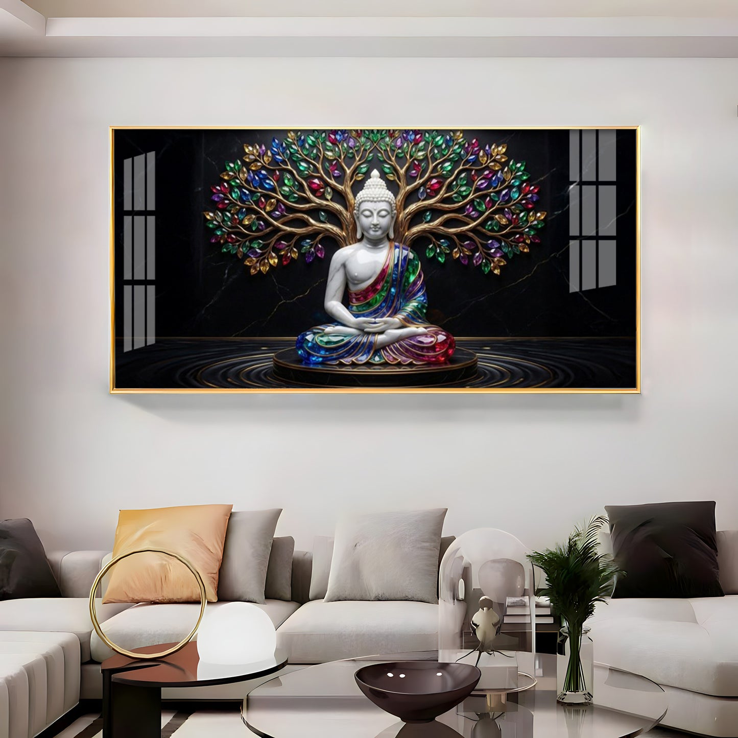 Enlightened Grove Tree Buddha Premium Acrylic Horizontal Wall Art