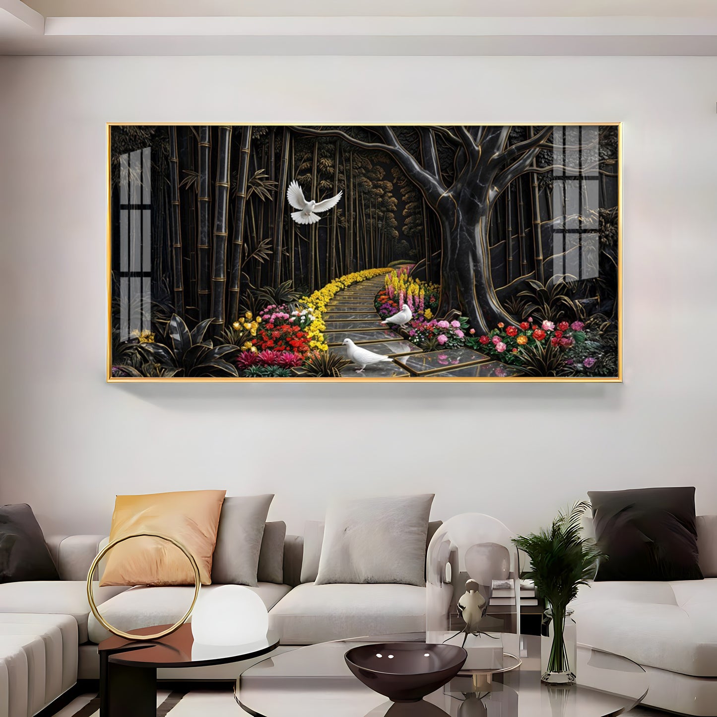 Birds & Blooms Walkway Premium Acrylic Horizontal Wall Art