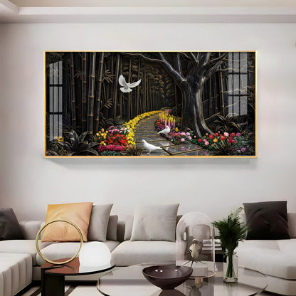 Birds & Blooms Walkway Premium Acrylic Horizontal Wall Art