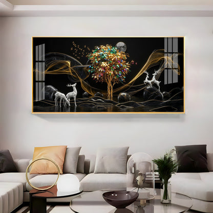 Deer & Bird Oasis Premium Acrylic Horizontal Wall Art