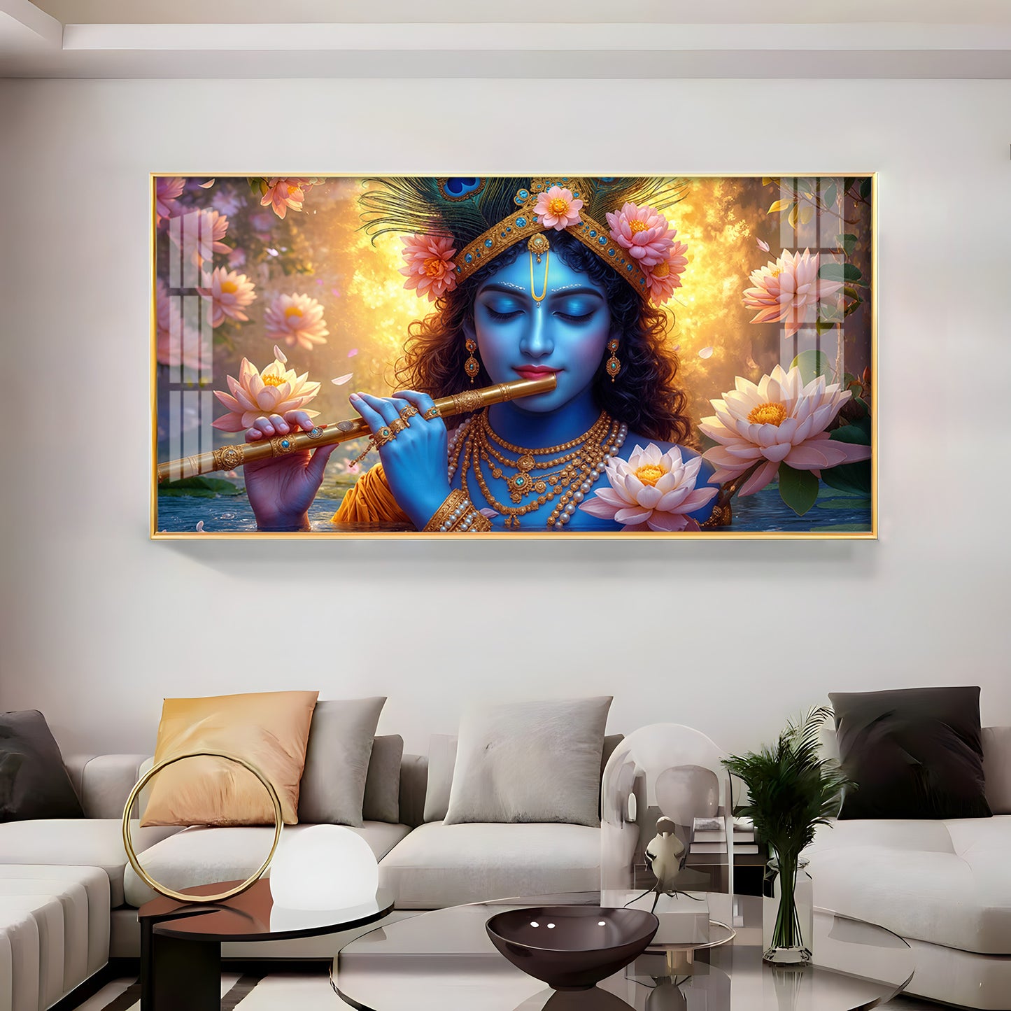 Krishna Bhagwan Premium Acrylic Horizontal Wall Art