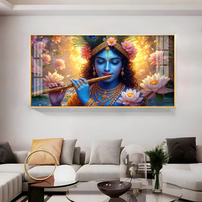 Krishna Bhagwan Premium Acrylic Horizontal Wall Art
