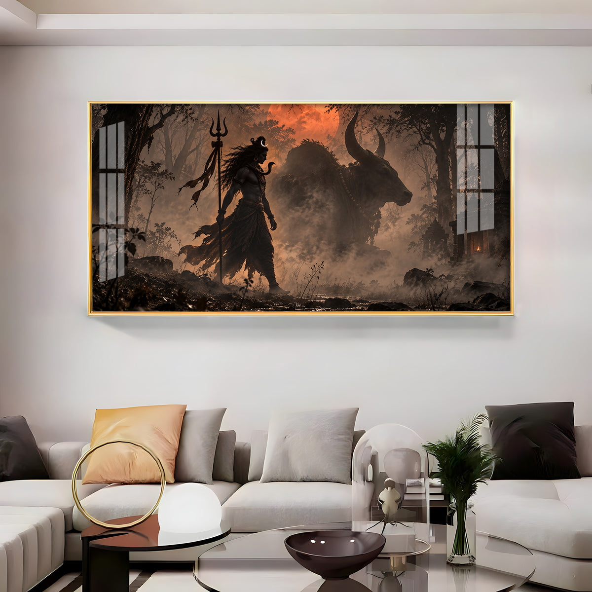 Shiva & Nandi In Forest Premium Acrylic Horizontal Wall Art