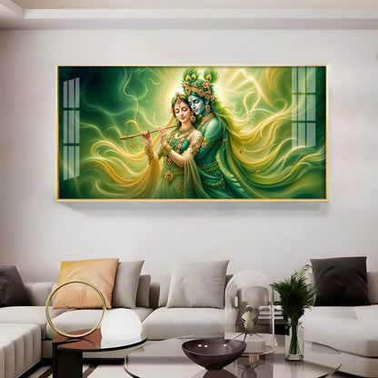 Krishna Radha Divine Connection Premium Acrylic Horizontal Wall Art