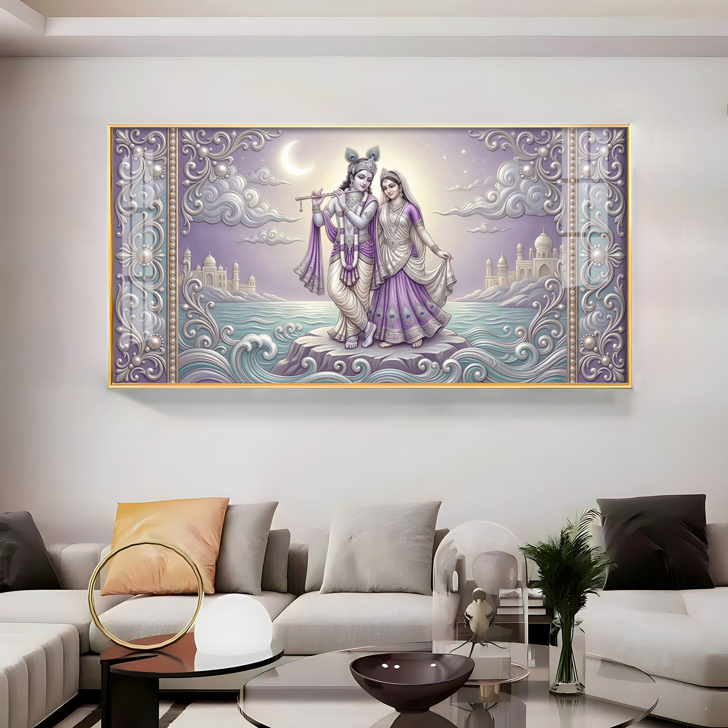 Hindu God Radha Krishna Premium Acrylic Horizontal Wall Art