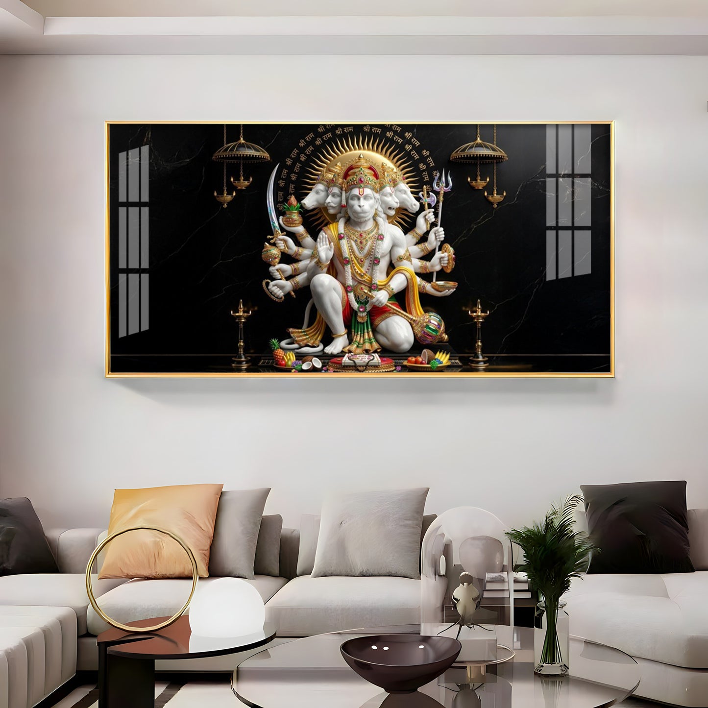 Cosmic Lord Of Panchamukhi Hanuman Premium Acrylic Horizontal Wall Art