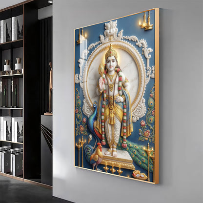 Hindu Deity Murugan Premium Acrylic Vertical Wall Art