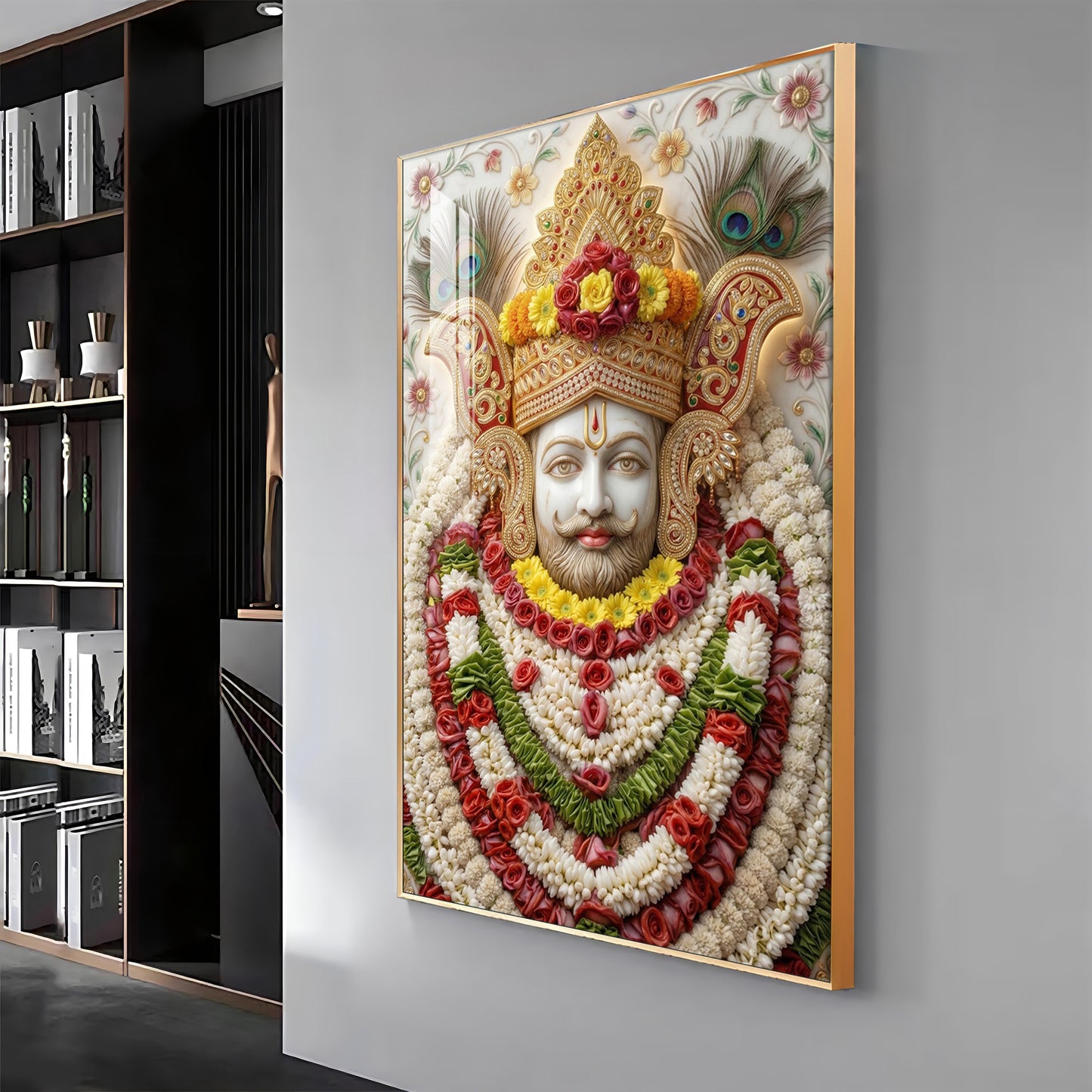 Hindu Deity Khatu Shyam Ji Premium Acrylic Vertical Wall Art