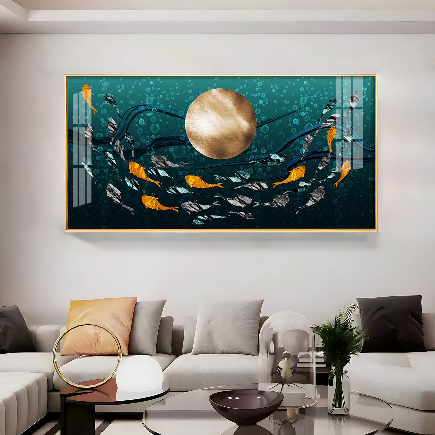 Golden Koi Fish Premium Acrylic Horizontal Wall Art