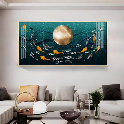 Golden Koi Fish Premium Acrylic Horizontal Wall Art