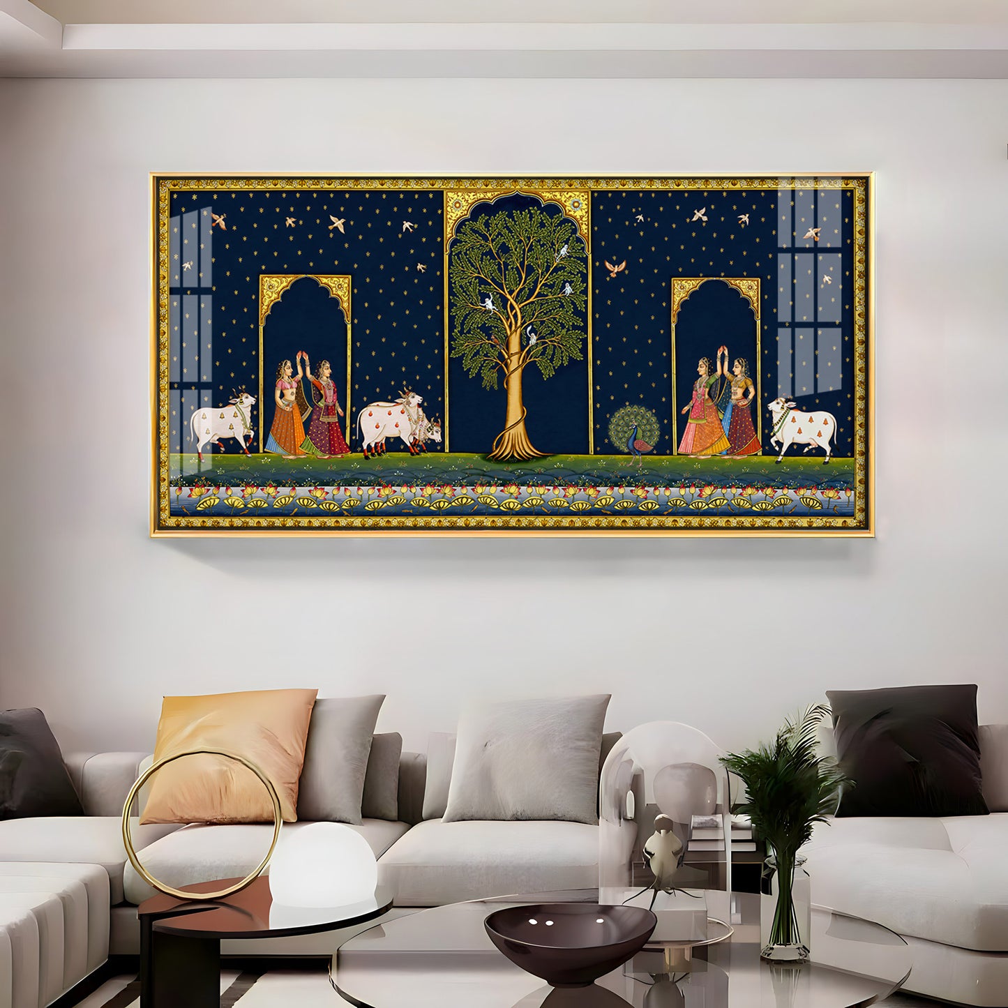Cow With Tree of Life Premium Acrylic Horizontal Wall Art