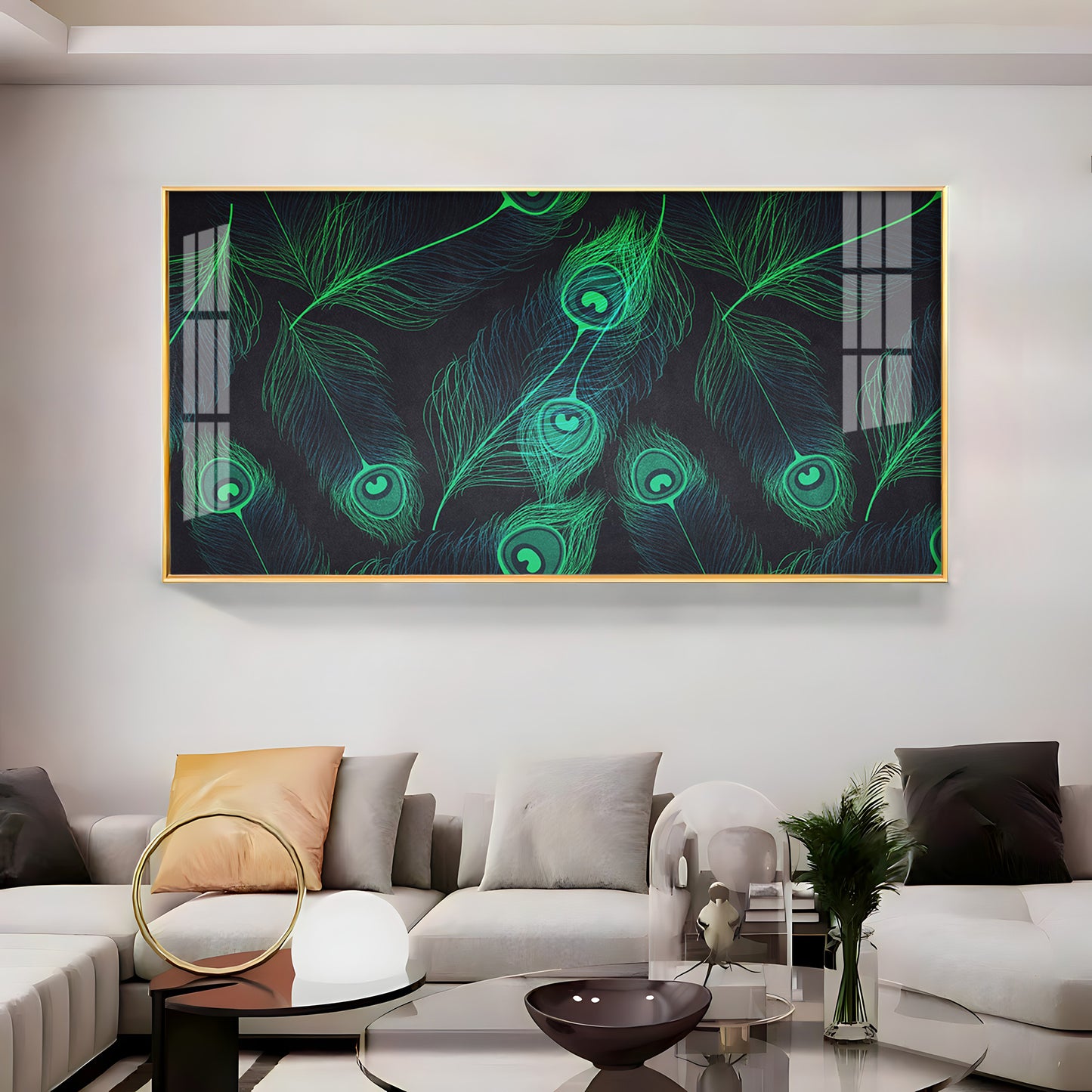 Peacock Feather Premium Acrylic Horizontal Wall Art