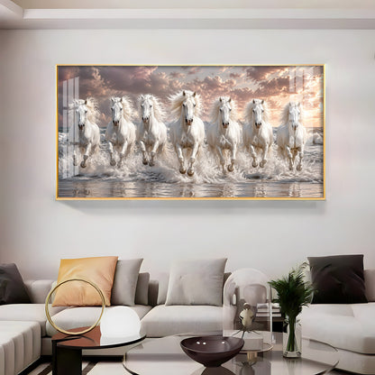 Seven White Horses Ocean Premium Acrylic Horizontal Wall Art