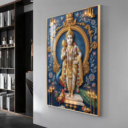 Hindu Lord Murugan Premium Acrylic Vertical Wall Art