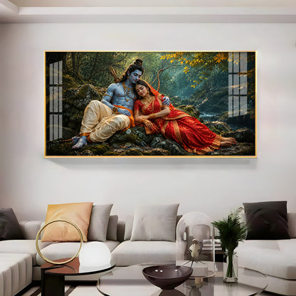 Lord Sita Ram Divine Love Premium Acrylic Horizontal Wall Art