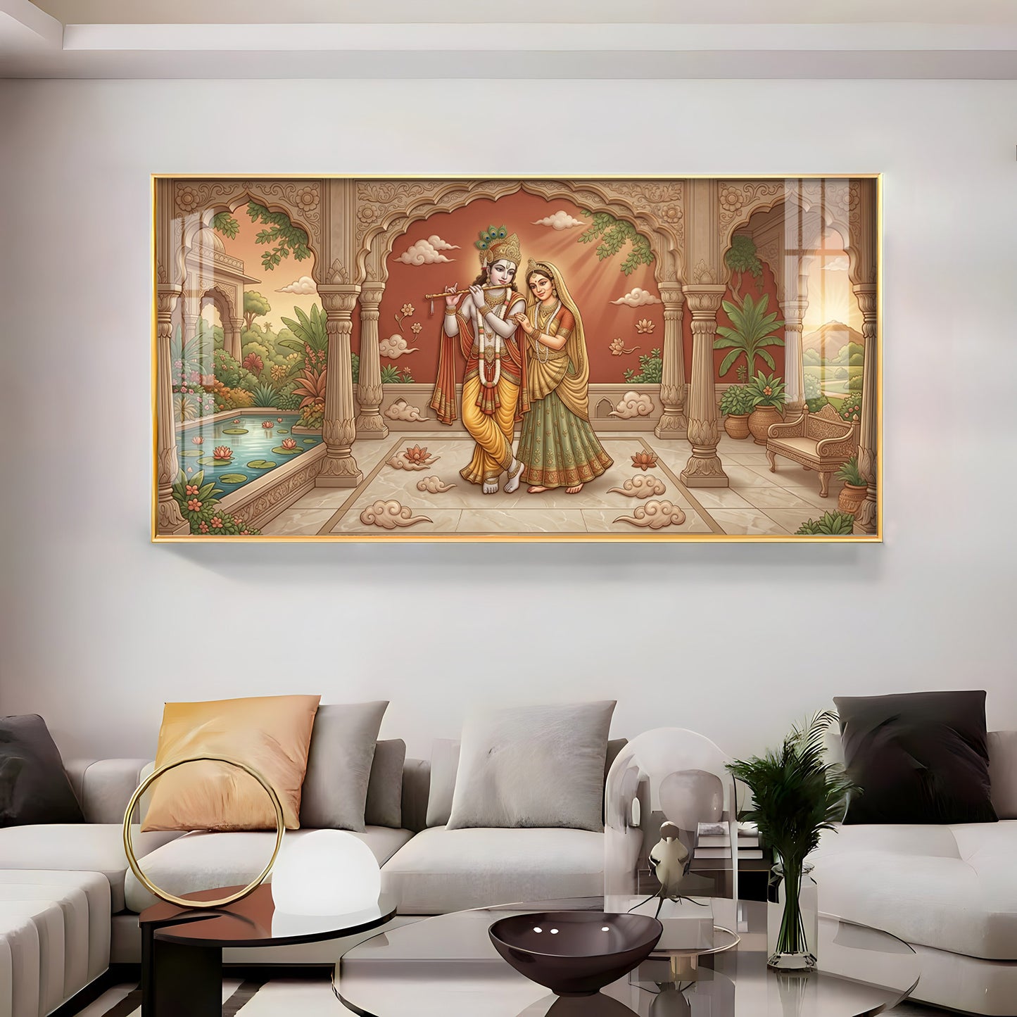 Divine Eternal Love Of Radha Krishna Premium Acrylic Horizontal Wall Art