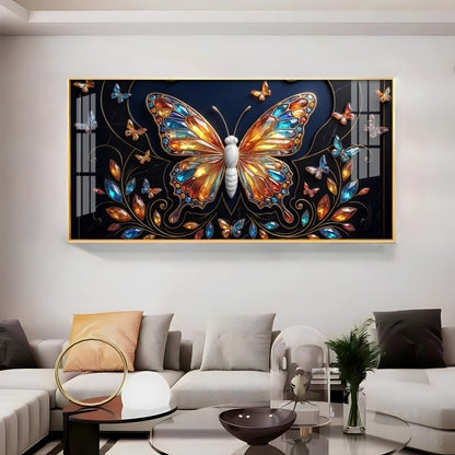 Colorful Butterfly With Stained Glass Effects Premium Acrylic Horizontal Wall Art