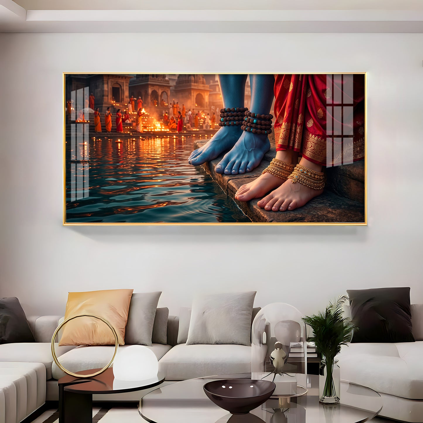 Feet Of Lord Shiva & Goddess Parvati Premium Acrylic Horizontal Wall Art