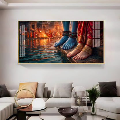 Feet Of Lord Shiva & Goddess Parvati Premium Acrylic Horizontal Wall Art