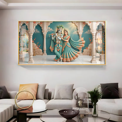 Hindu Deities Radha Krishna Premium Acrylic Horizontal Wall Art