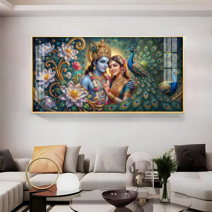 Shri Radhe Krishna Bhagwan Premium Acrylic Horizontal Wall Art