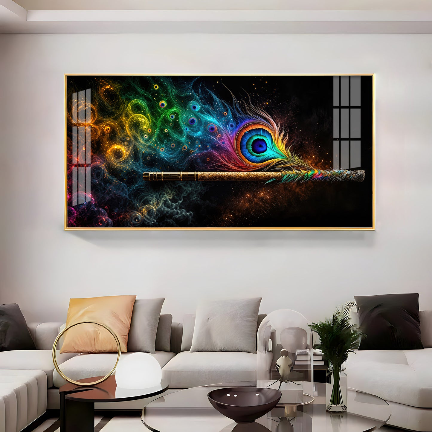 Divine Krishna Coverts Illumination Premium Acrylic Horizontal Wall Art