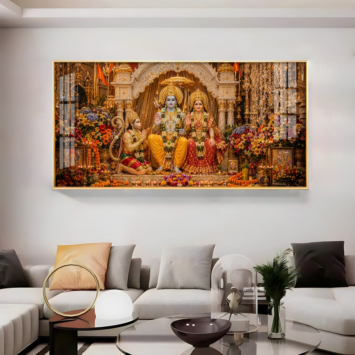 God Siya Ram With Sankatmochan Premium Acrylic Horizontal Wall Art