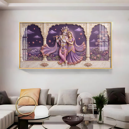 Radha Krishna Swaroop Premium Acrylic Horizontal Wall Art