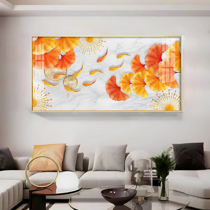 Ginkgo Leaves & Fish Premium Acrylic Horizontal Wall Art