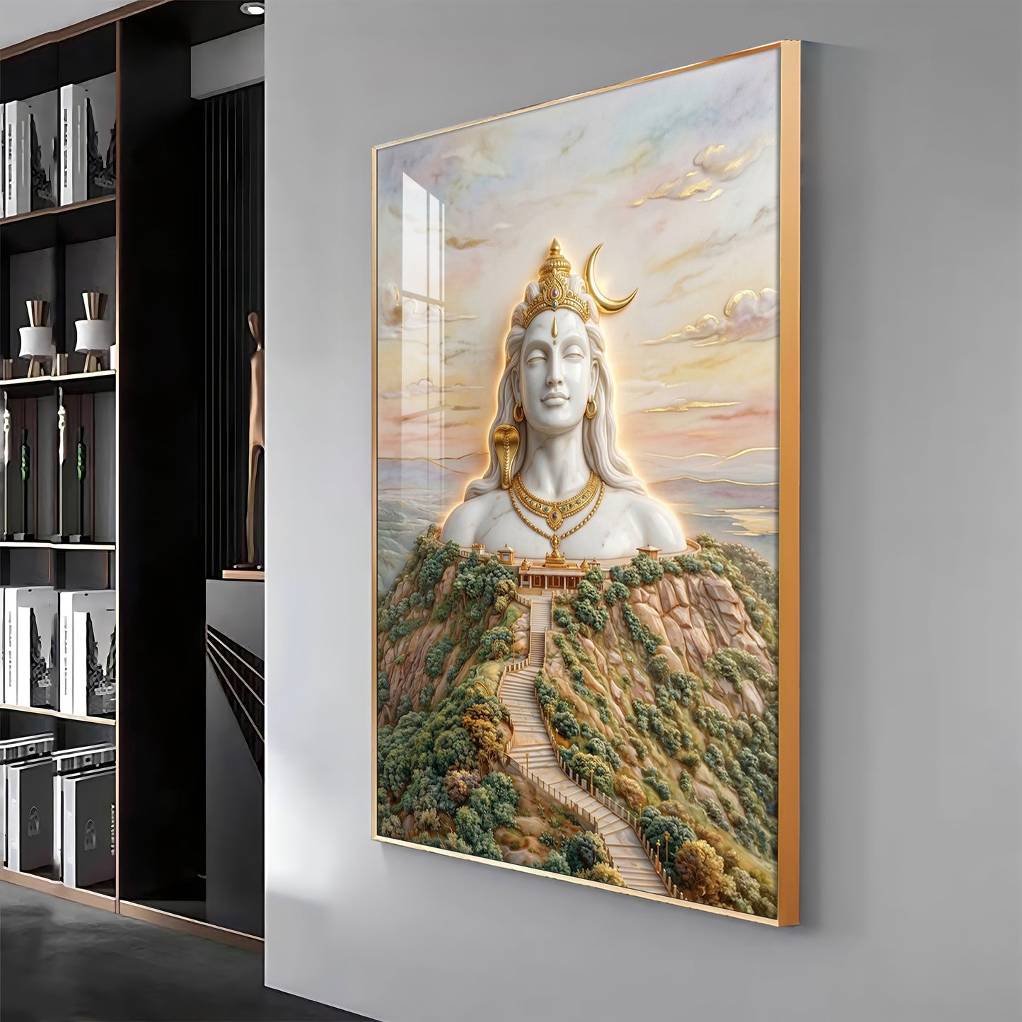 Depiction of Lord Shiva Premium Acrylic Vertical Wall Art