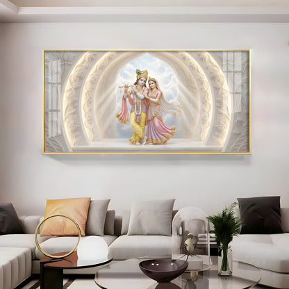 Serene White Radha Krishna Premium Acrylic Horizontal Wall Art