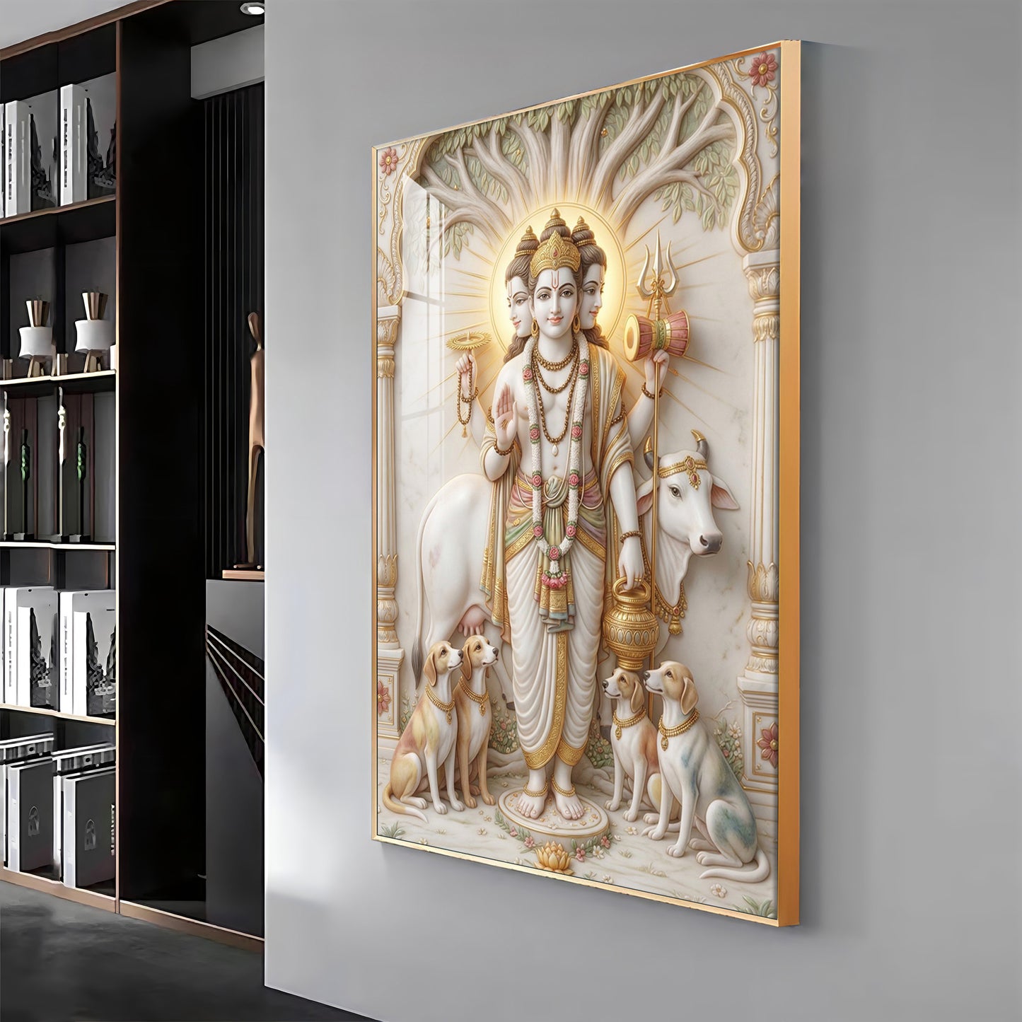 Hindu Deity Dattatreya Ji Premium Acrylic Vertical Wall Art