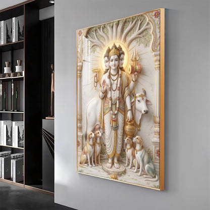 Hindu Deity Dattatreya Ji Premium Acrylic Vertical Wall Art
