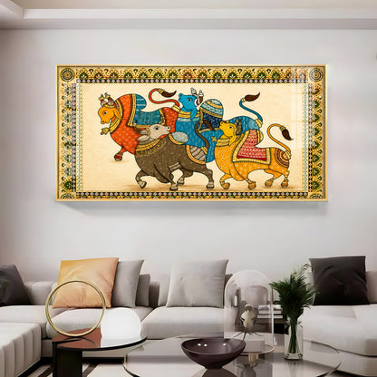 Pichwai Sacred Bull Premium Acrylic Horizontal Wall Art