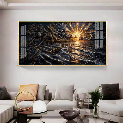 Ocean Glow Sunset Premium Acrylic Horizontal Wall Art