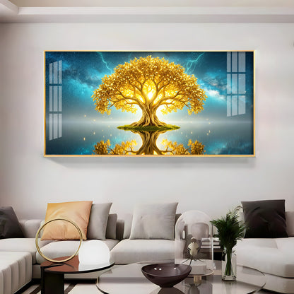Golden Kalpavriksha Of The Cosmos Premium Acrylic Horizontal Wall Art