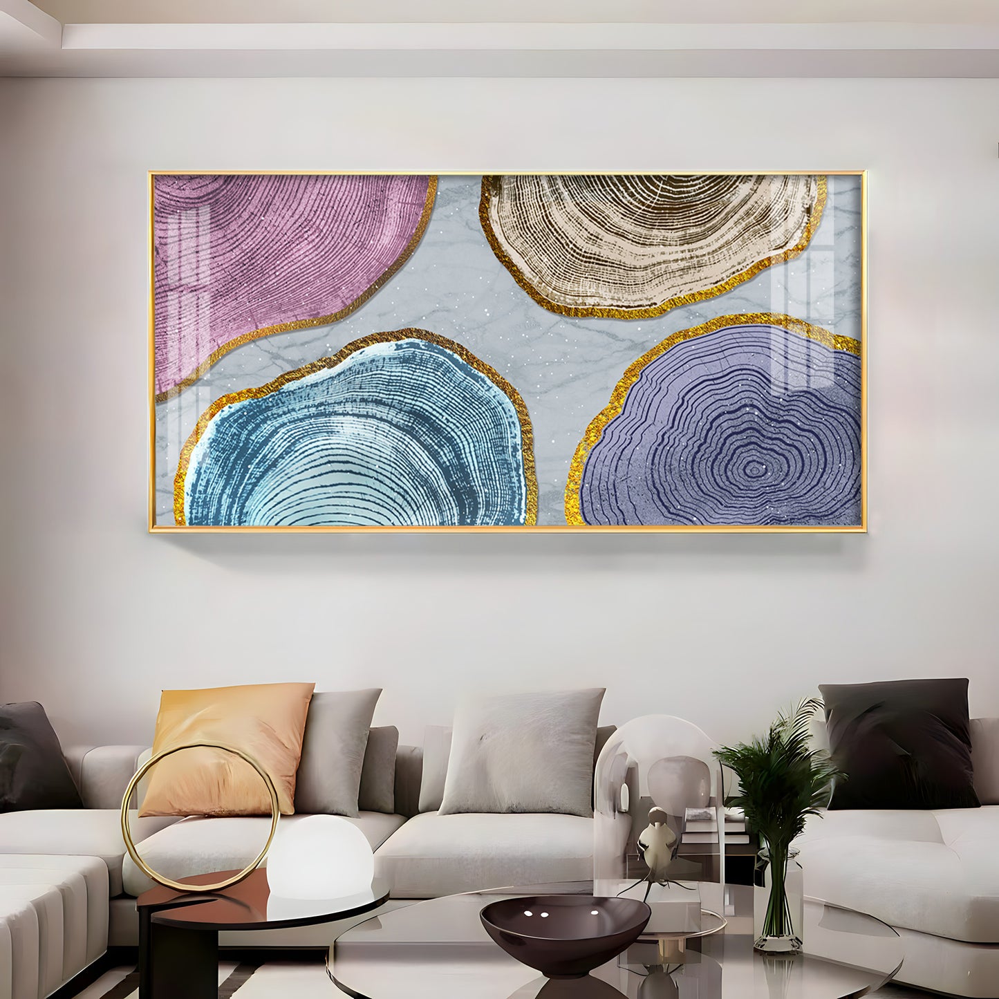 Circular Wood Grain Patterns Premium Acrylic Horizontal Wall Art