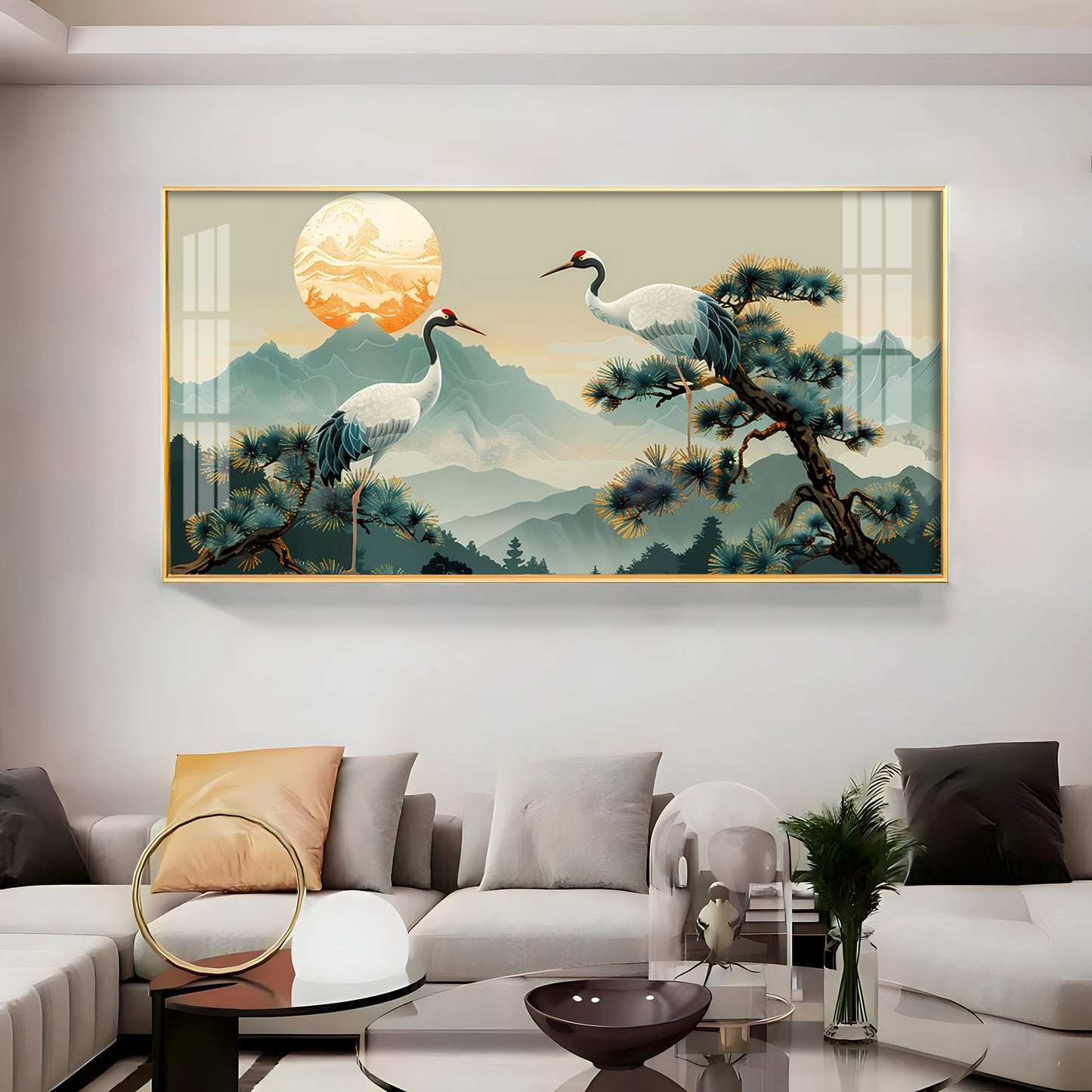 Beautiful Cranes Premium Acrylic Horizontal Wall Art