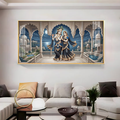 Devotional Lord Radha Krishna Premium Acrylic Horizontal Wall Art