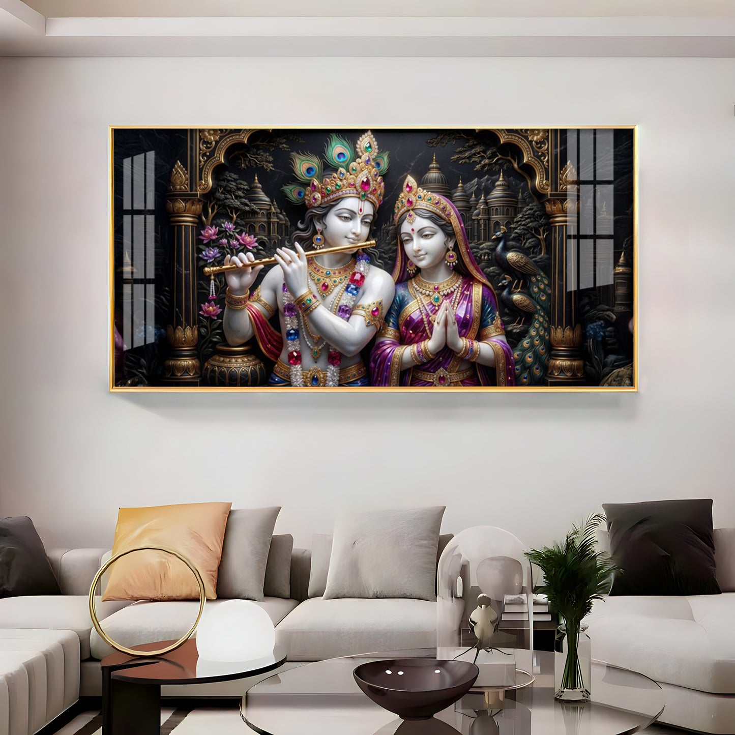 Timeless Love Krishna & Radha Premium Acrylic Horizontal Wall Art