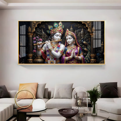 Timeless Love Krishna & Radha Premium Acrylic Horizontal Wall Art