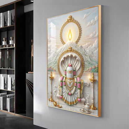 Shiva Lingam With Mount Kailash Premium Acrylic Vertical Wall Art