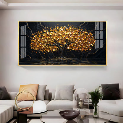 Midnight Gold Tree Premium Acrylic Horizontal Wall Art