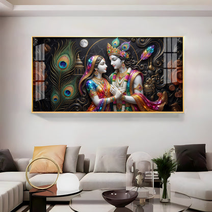 Blissful Radha Krishna Premium Acrylic Horizontal Wall Art