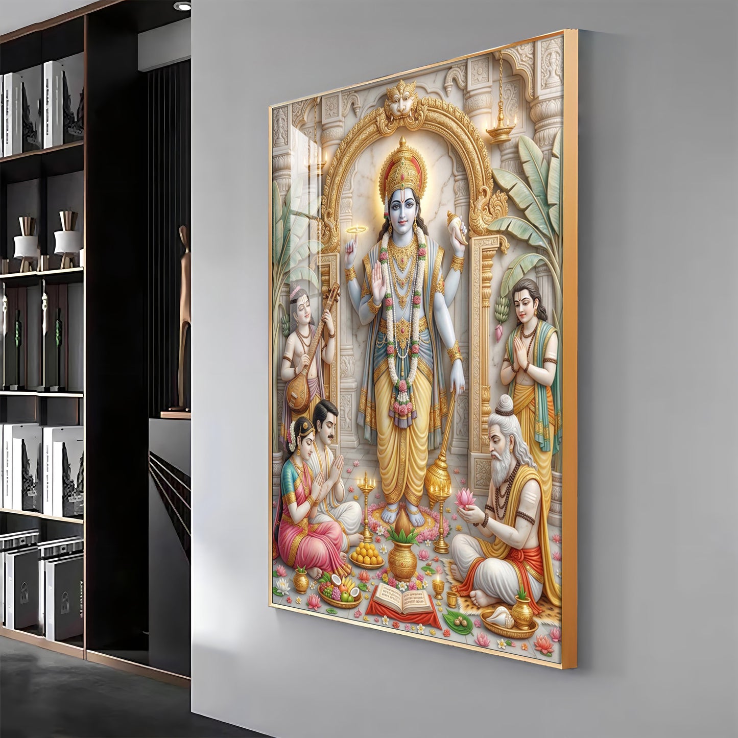 Lord Satyanarayana Premium Acrylic Vertical Wall Art