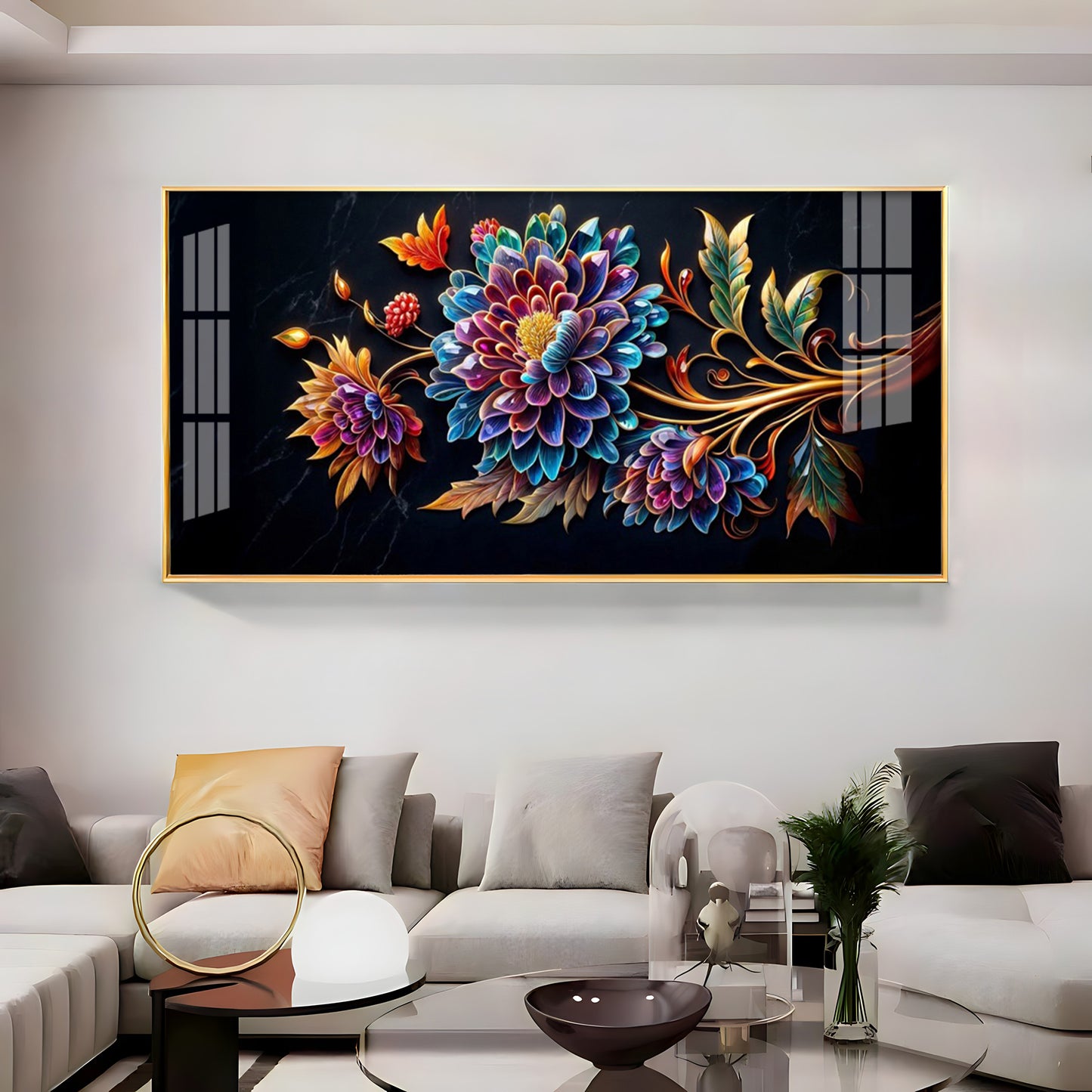 Colorful Floral Premium Acrylic Horizontal Wall Art
