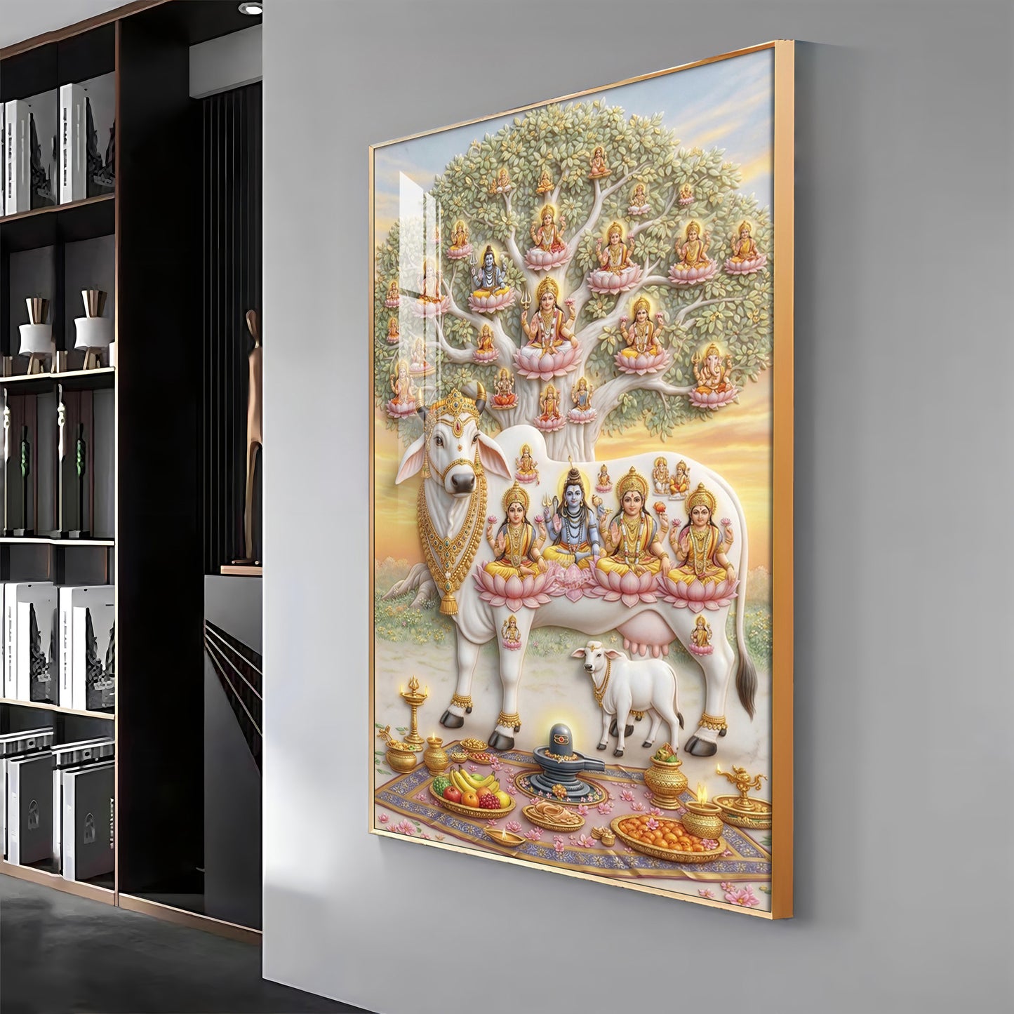 Gomatha Kamadhenu Premium Acrylic Vertical Wall Art