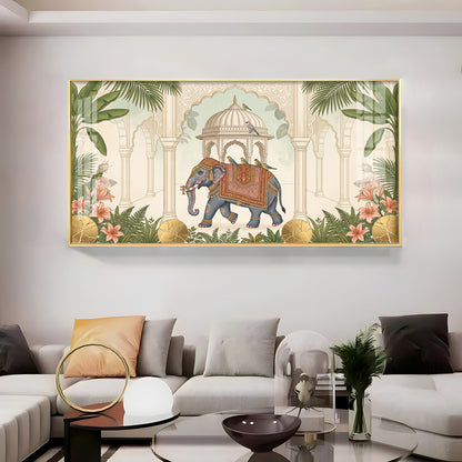 Royal Elephant in Palace Premium Acrylic Horizontal Wall Art